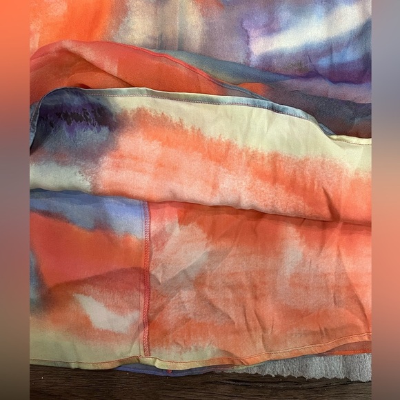 [S]Marciano multi color watercolor Summer Cross Silk dress - Picture 3 of 8